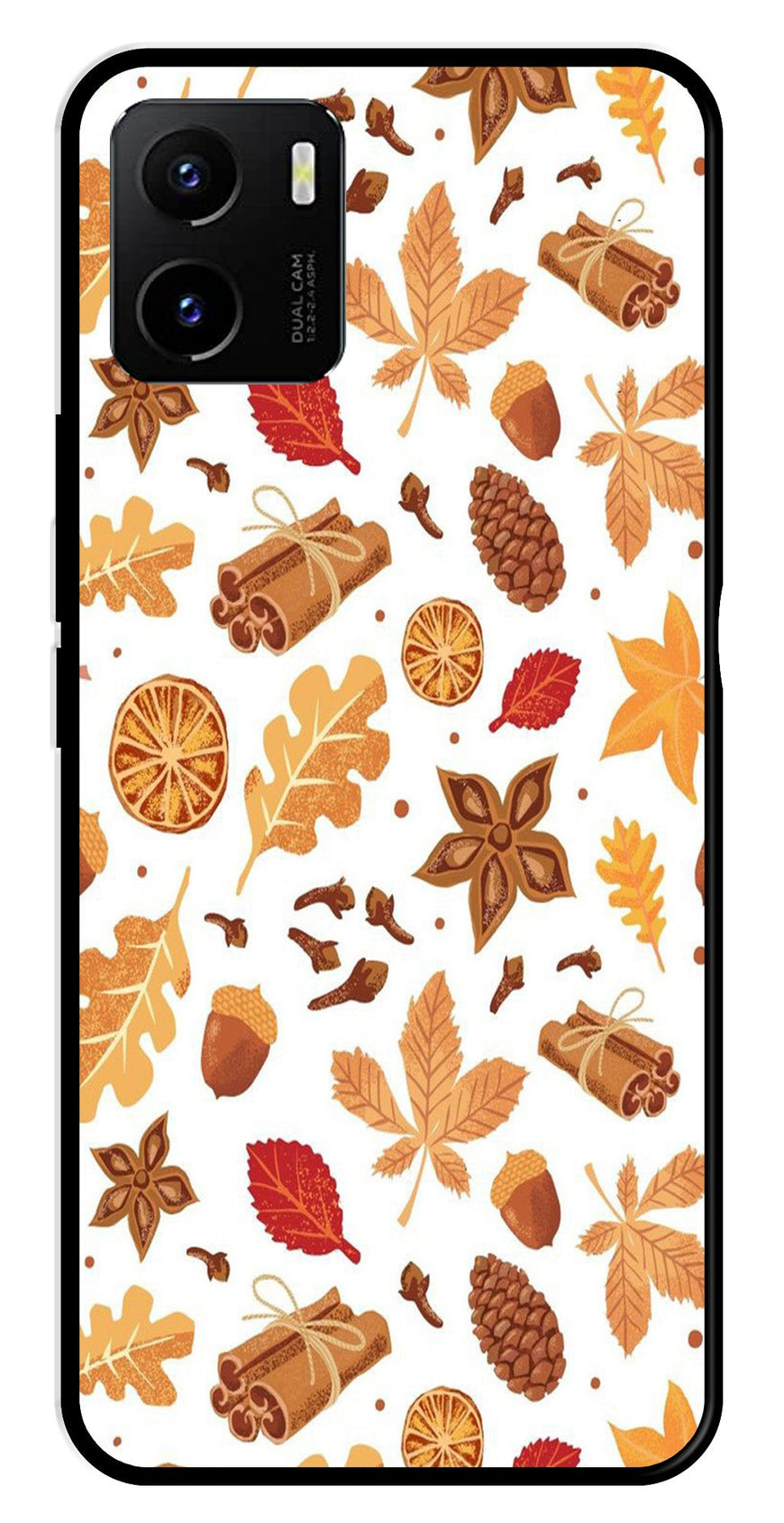 Autumn Leaf Metal Mobile Case for Vivo Y10   (Design No -19)