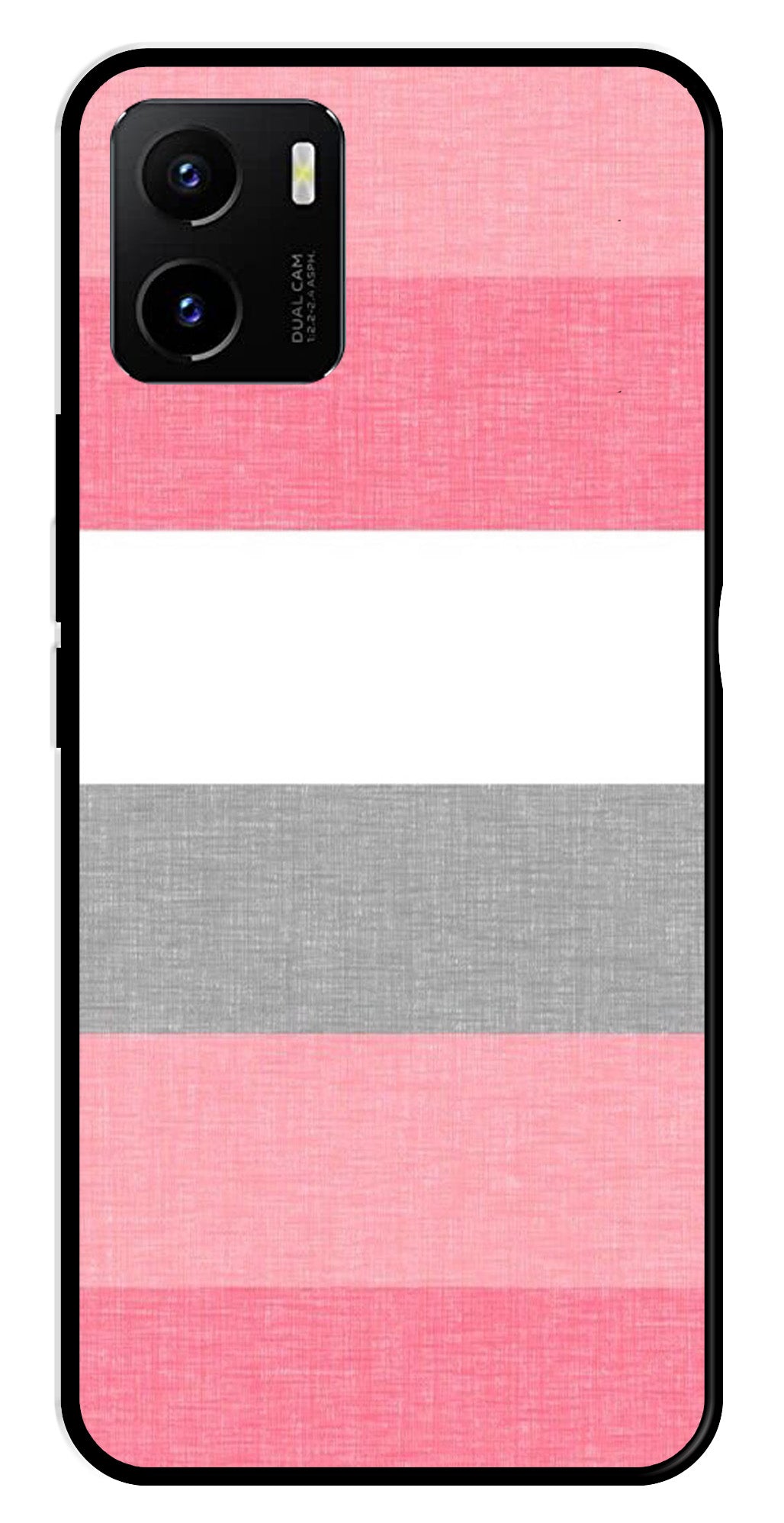 Pink Pattern Metal Mobile Case for Vivo Y15s   (Design No -23)