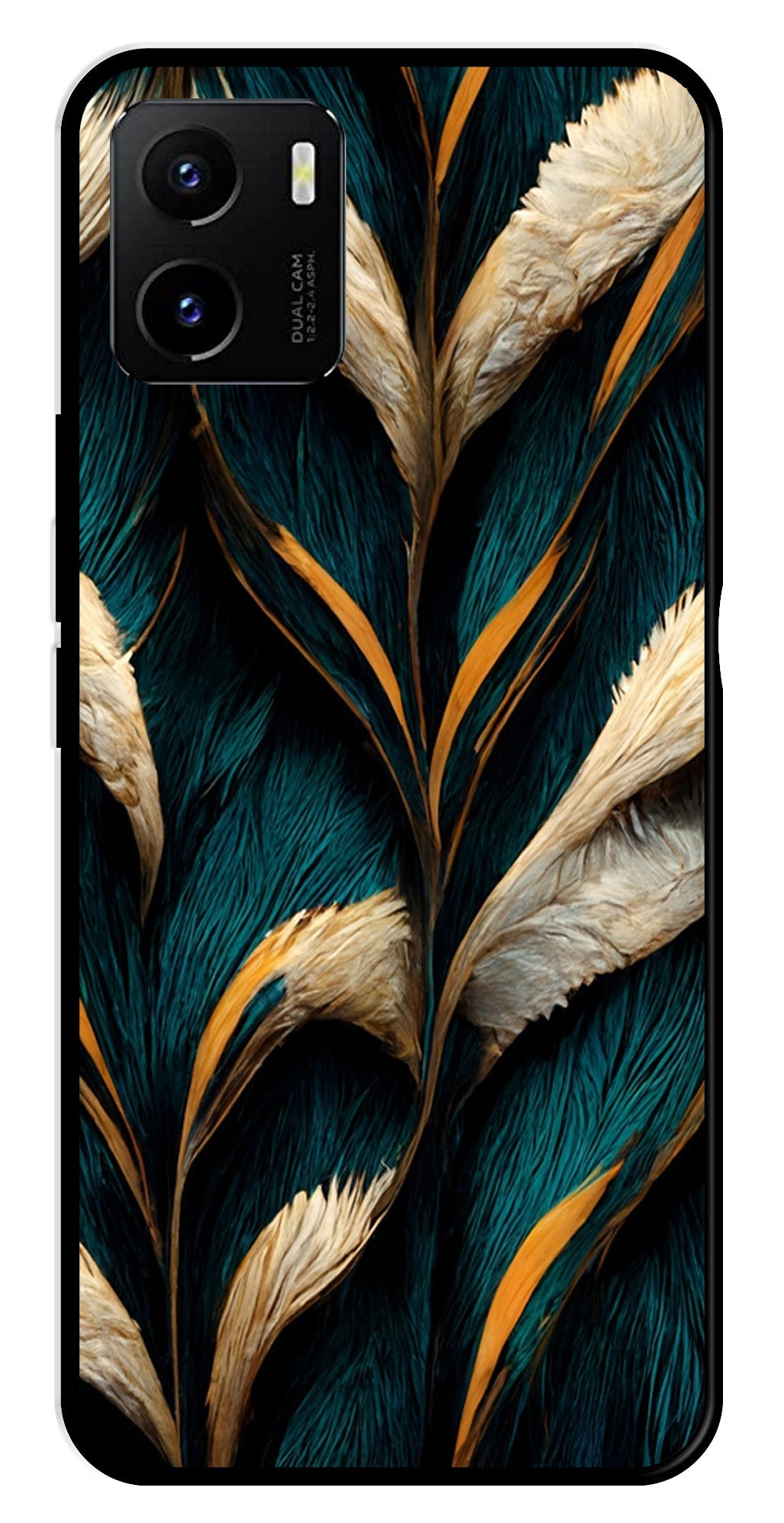 Feathers Metal Mobile Case for Vivo Y15s   (Design No -30)