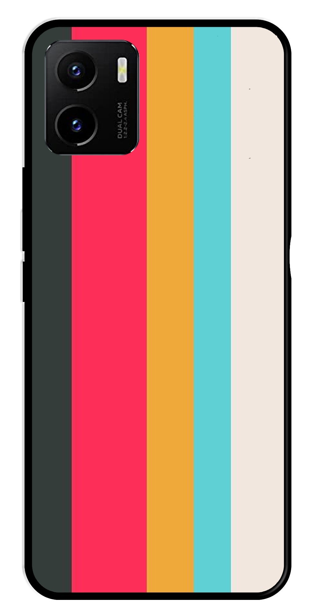 Muted Rainbow Metal Mobile Case for Vivo Y15s   (Design No -31)