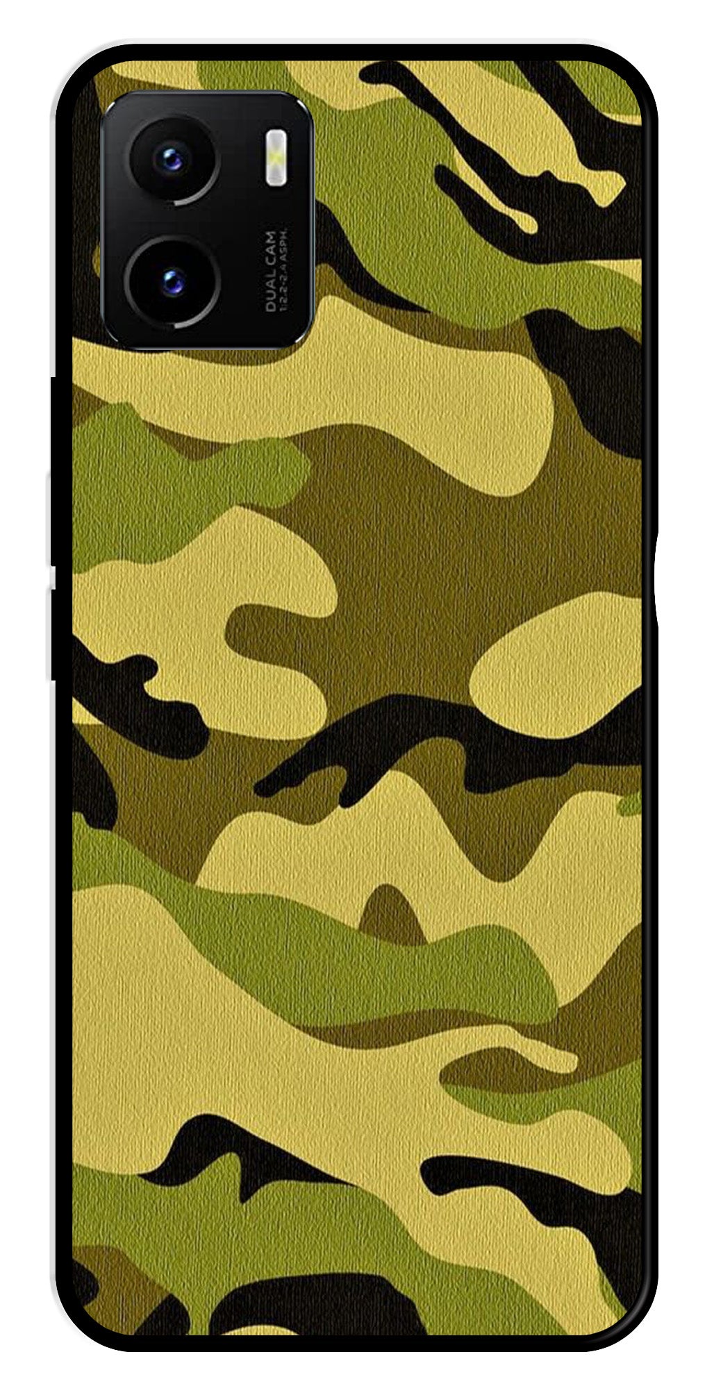 Army Pattern Metal Mobile Case for Vivo Y15s   (Design No -35)