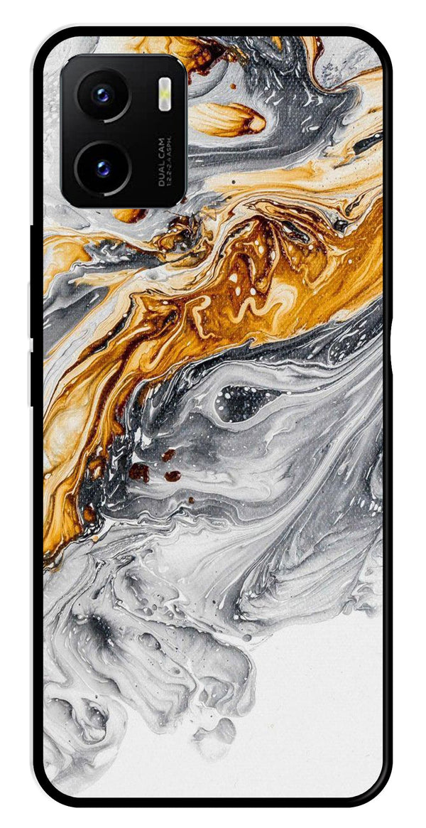 Marble Pattern Metal Mobile Case for Vivo Y15s   (Design No -36)