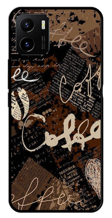Coffee Pattern Metal Mobile Case for Vivo Y15s