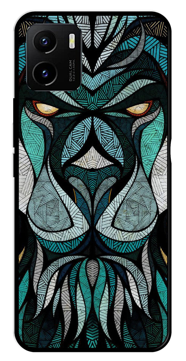Lion Pattern Metal Mobile Case for Vivo Y15s   (Design No -40)