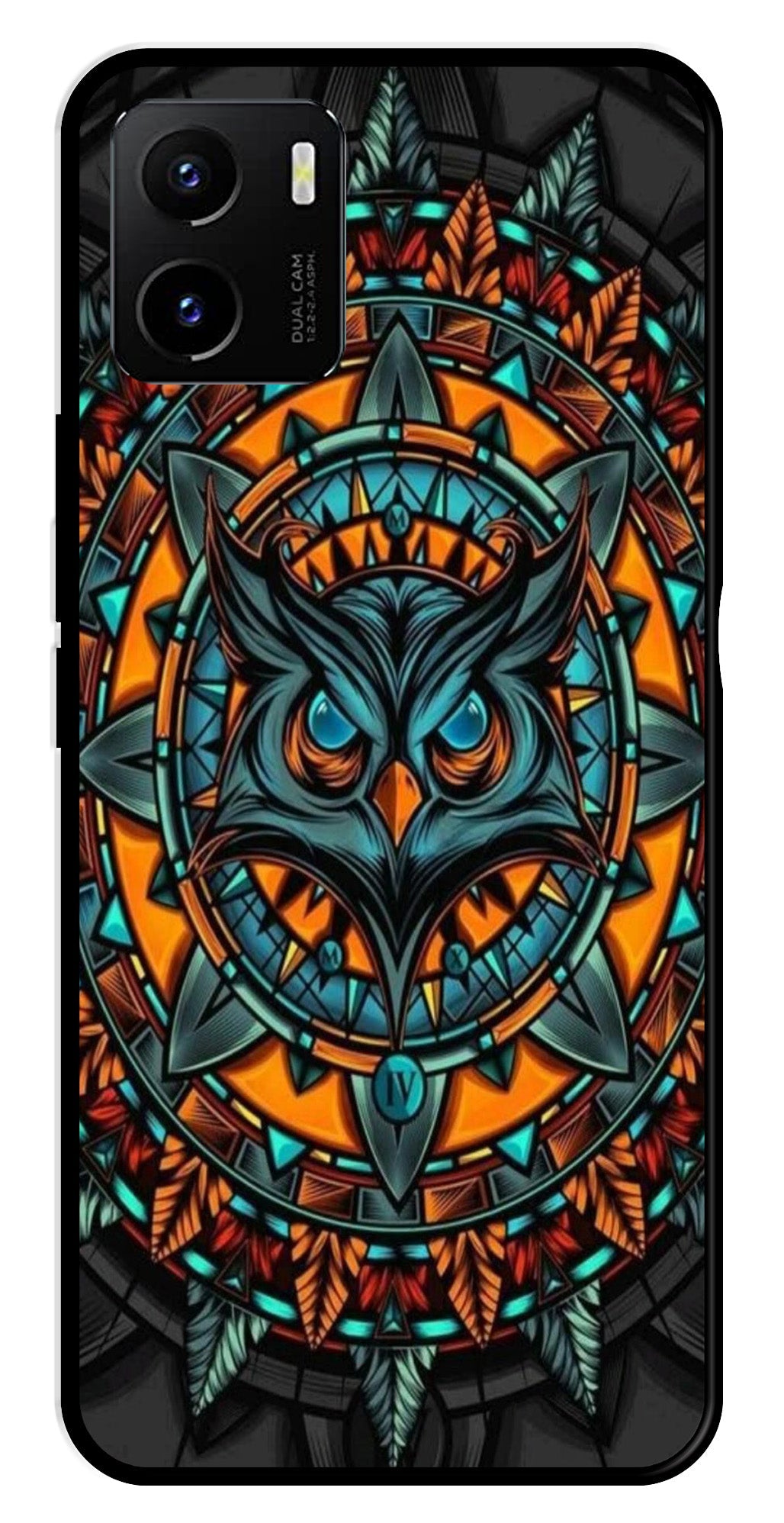 Owl Pattern Metal Mobile Case for Vivo Y15s   (Design No -42)