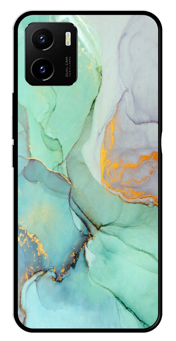 Marble Design Metal Mobile Case for Vivo Y15s   (Design No -46)