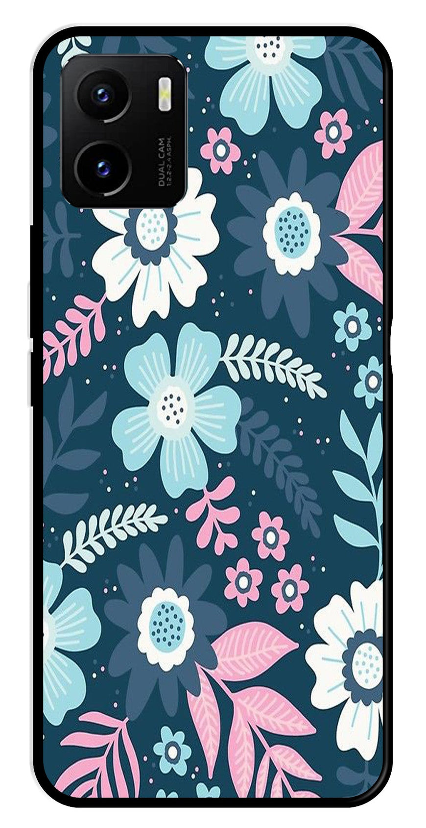 Flower Leaves Design Metal Mobile Case for Vivo Y15s   (Design No -50)