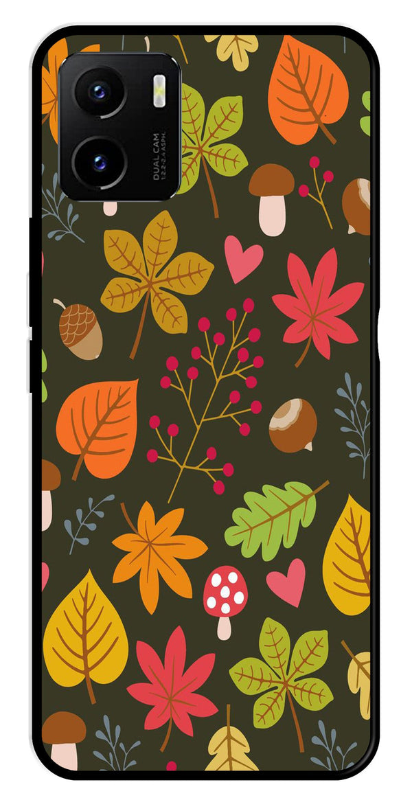 Leaves Design Metal Mobile Case for Vivo Y10   (Design No -51)