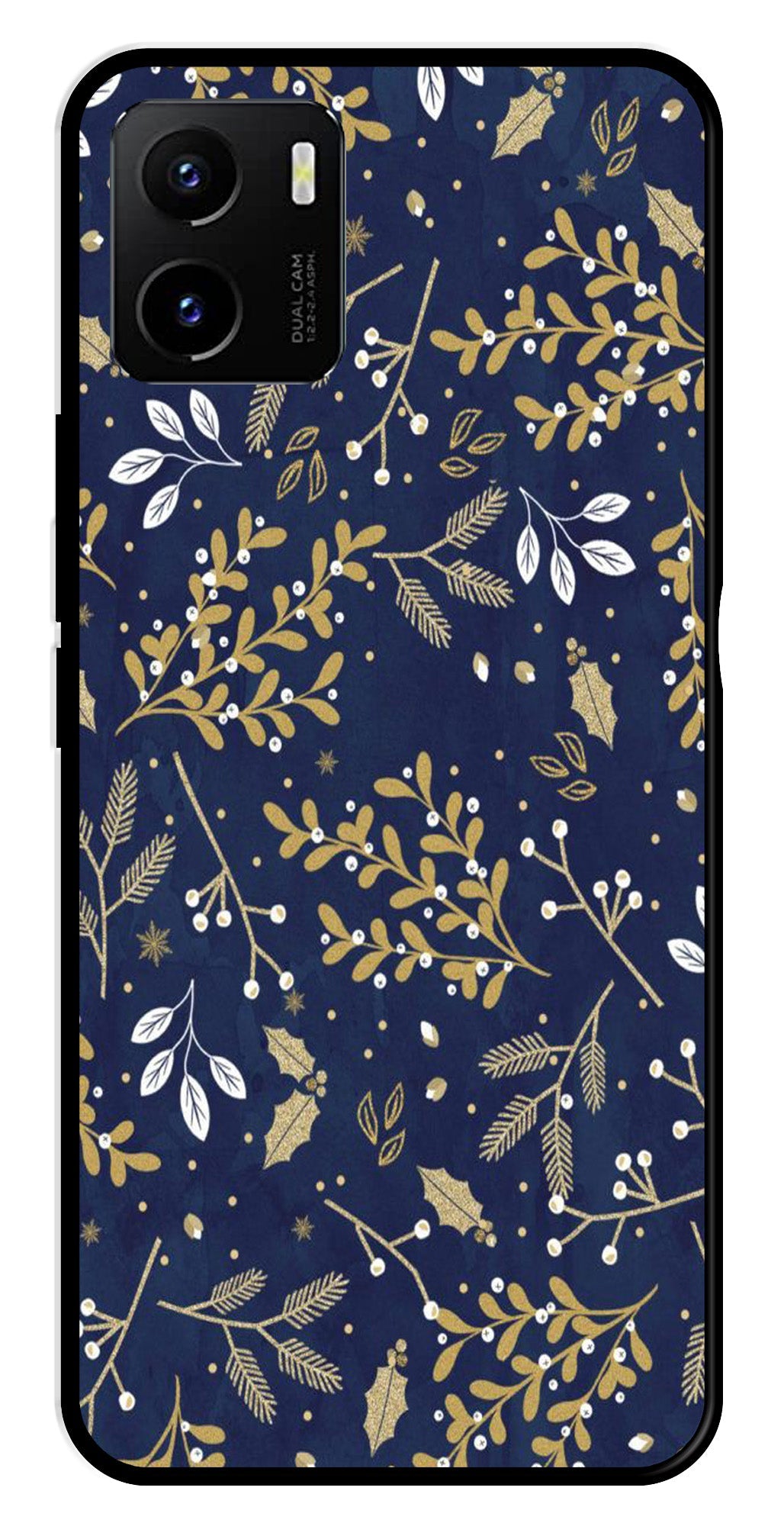 Floral Pattern  Metal Mobile Case for Vivo Y15s   (Design No -52)