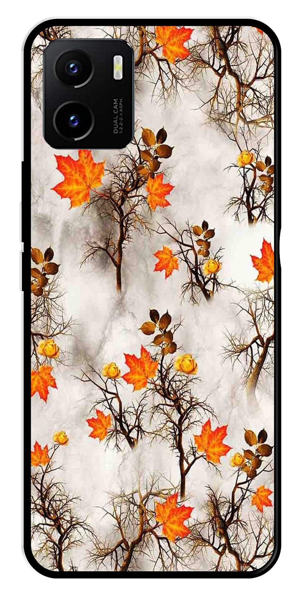 Autumn leaves Metal Mobile Case for Vivo Y15s   (Design No -55)