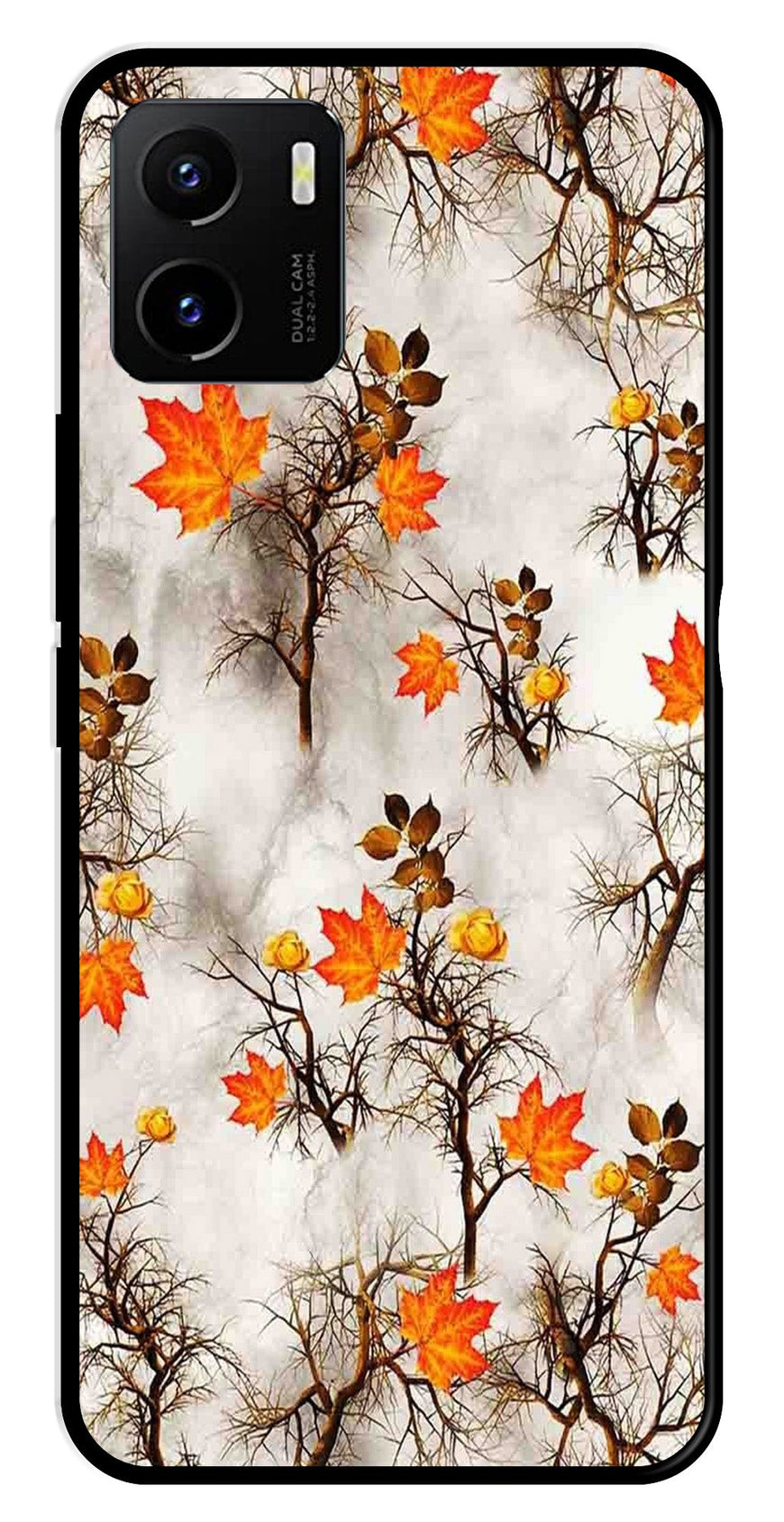 Autumn leaves Metal Mobile Case for Vivo Y15s   (Design No -55)