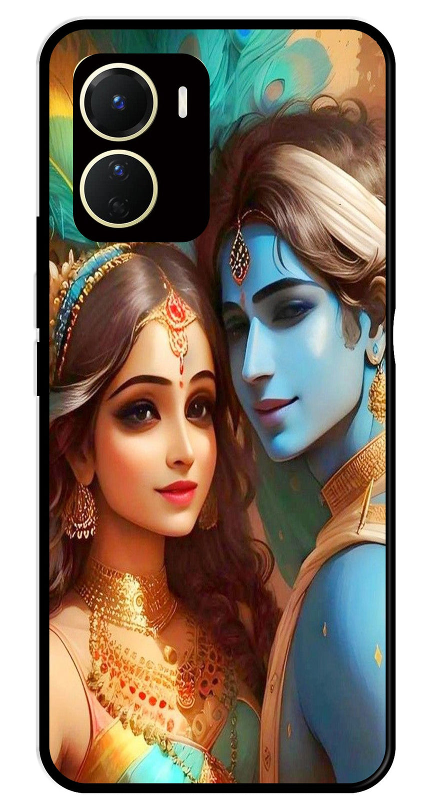 Lord Radha Krishna Metal Mobile Case for Vivo Y56   (Design No -01)