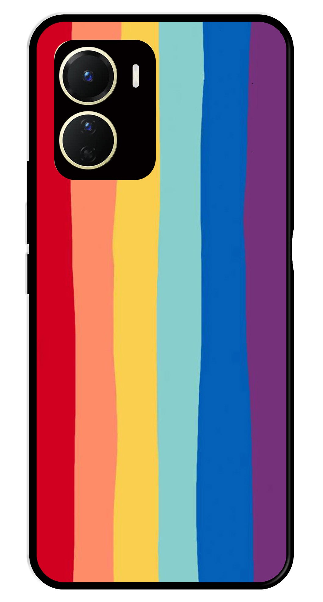 Rainbow MultiColor Metal Mobile Case for Vivo Y16   (Design No -03)