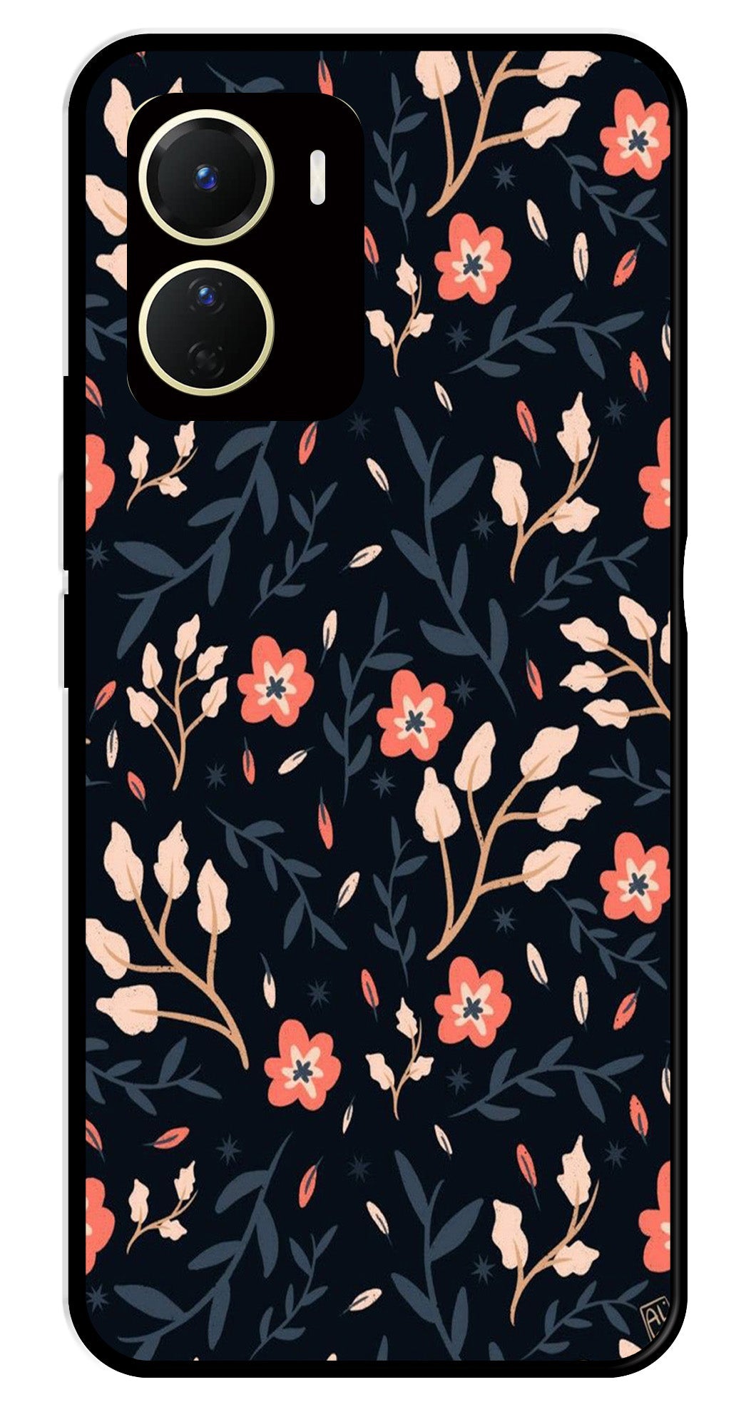 Floral Pattern Metal Mobile Case for Vivo Y16   (Design No -10)