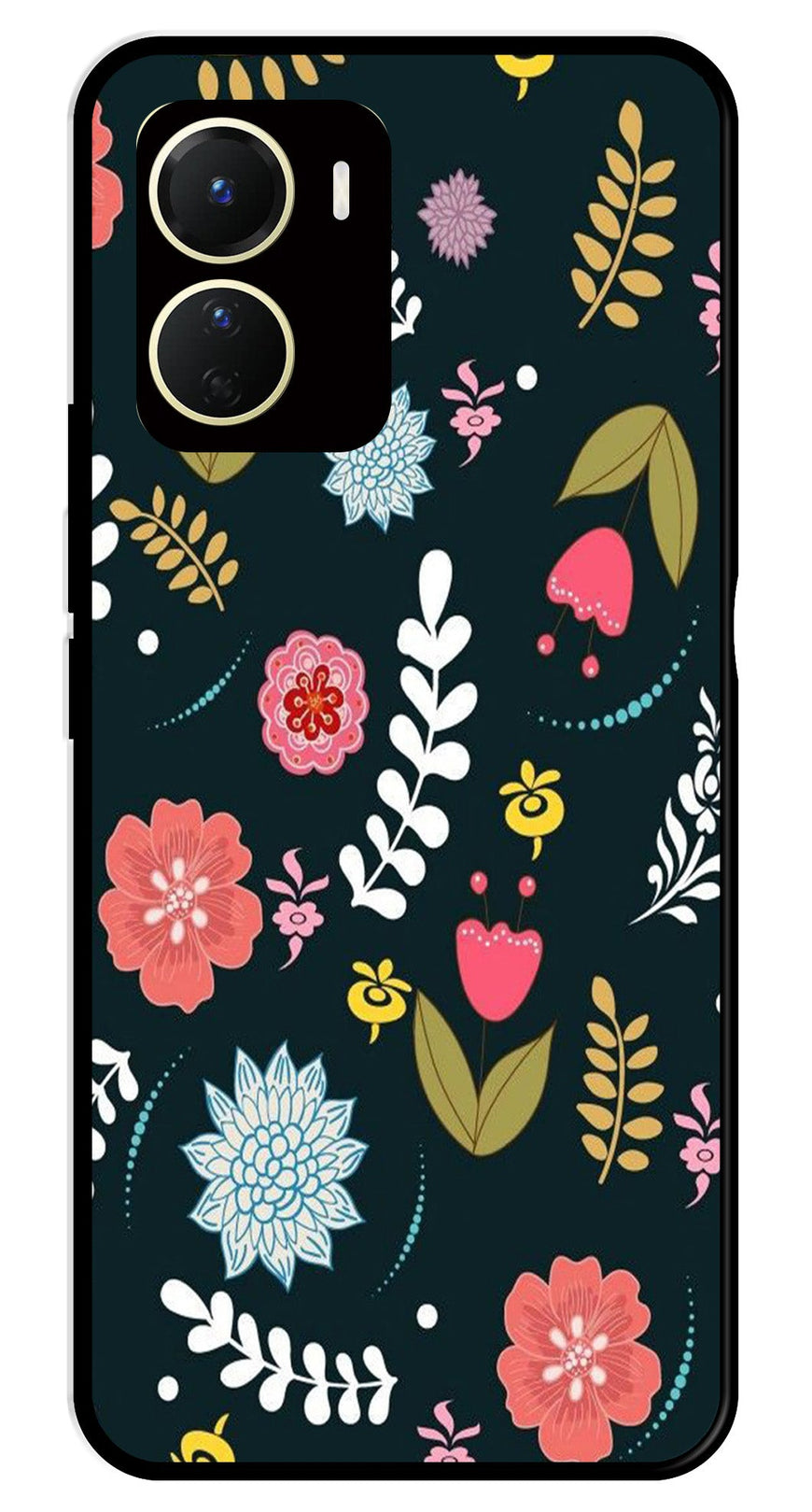 Floral Pattern2 Metal Mobile Case for Vivo Y16   (Design No -12)