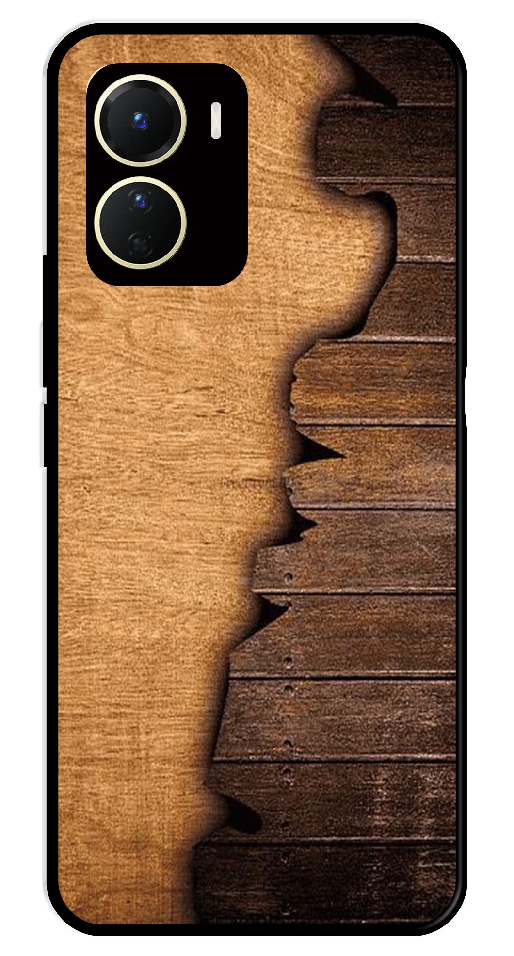 Wooden Design Metal Mobile Case for Vivo Y16   (Design No -13)