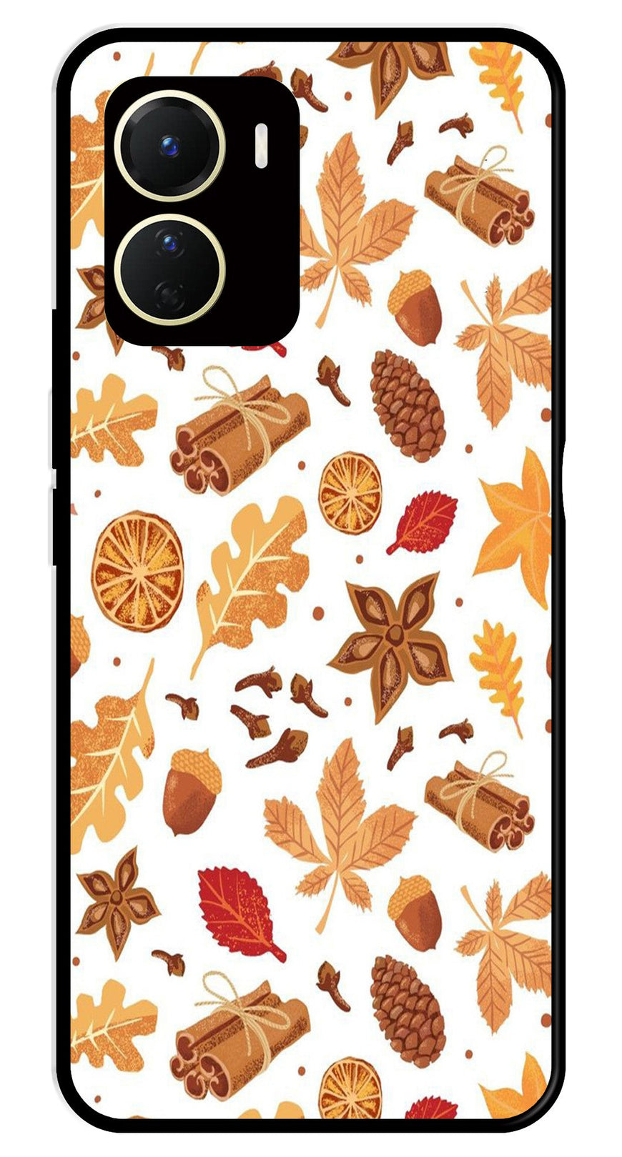 Autumn Leaf Metal Mobile Case for Vivo Y56   (Design No -19)