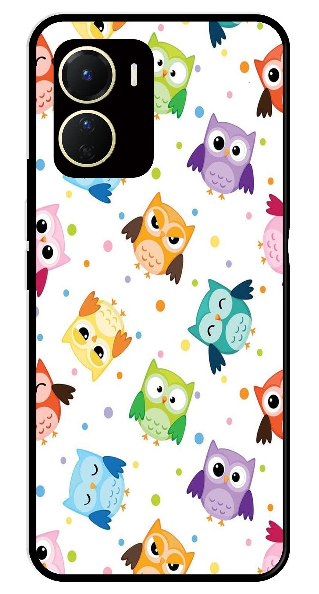 Owls Pattern Metal Mobile Case for Vivo Y16   (Design No -20)