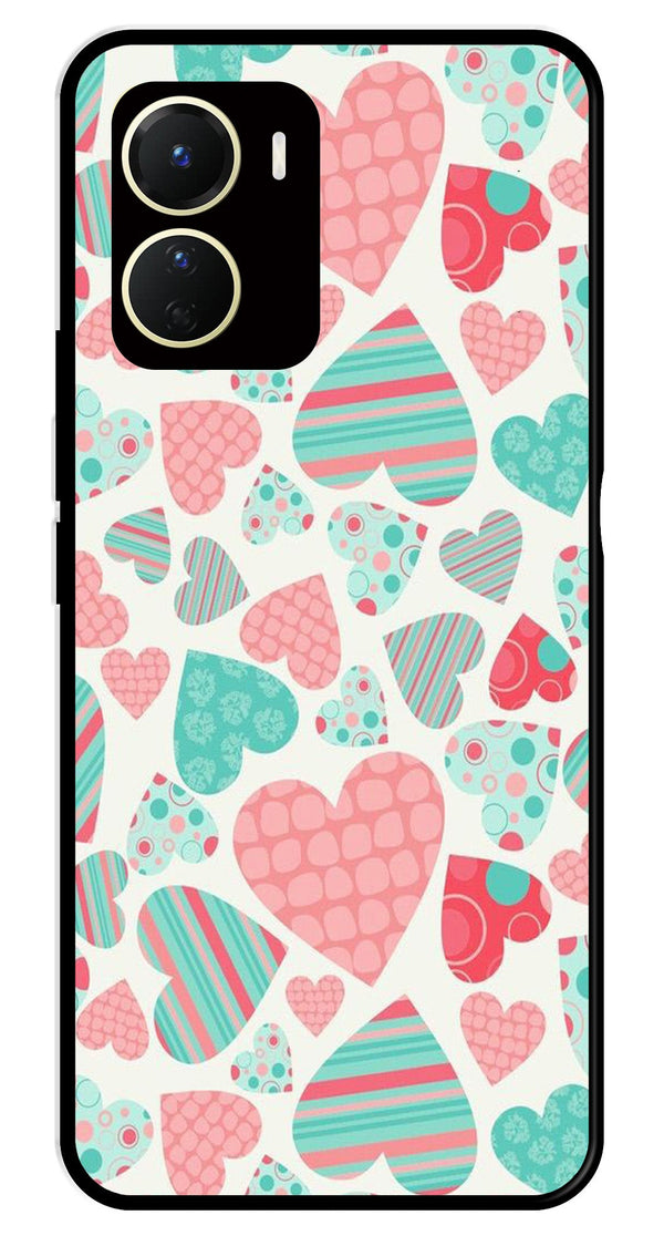 Hearts Pattern Metal Mobile Case for Vivo Y56   (Design No -22)