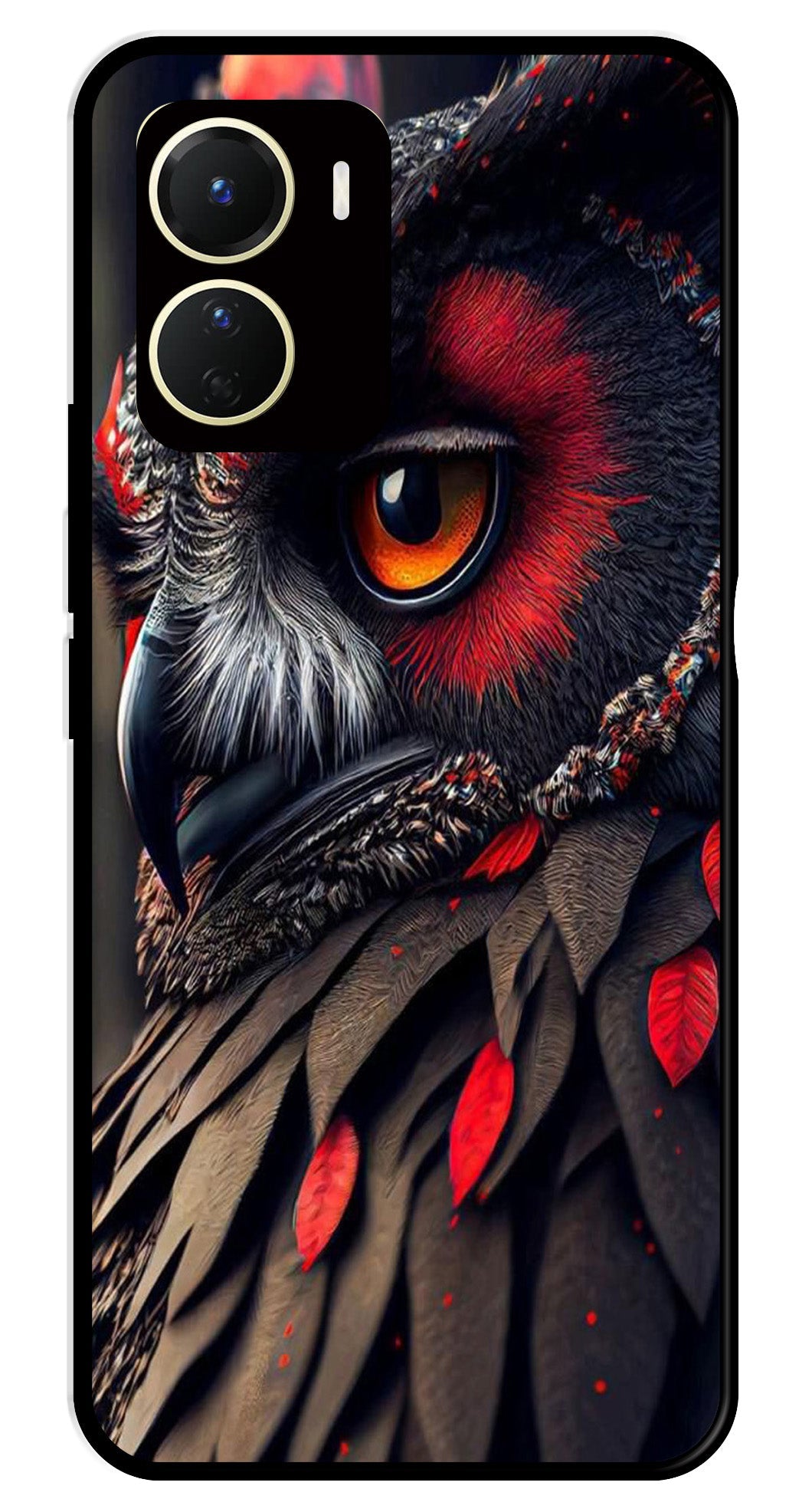 Owl Design Metal Mobile Case for Vivo Y16   (Design No -26)