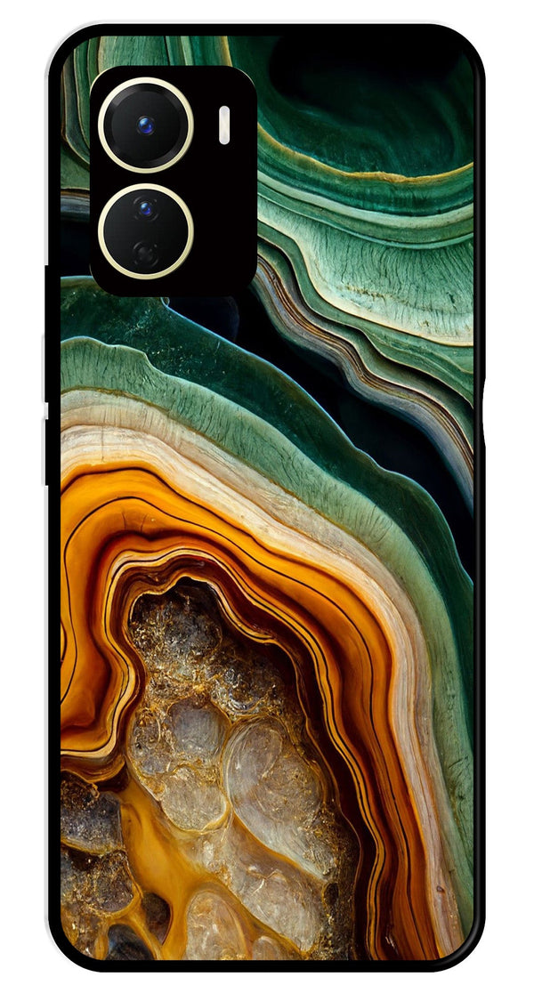 Marble Design Metal Mobile Case for Vivo Y16   (Design No -28)