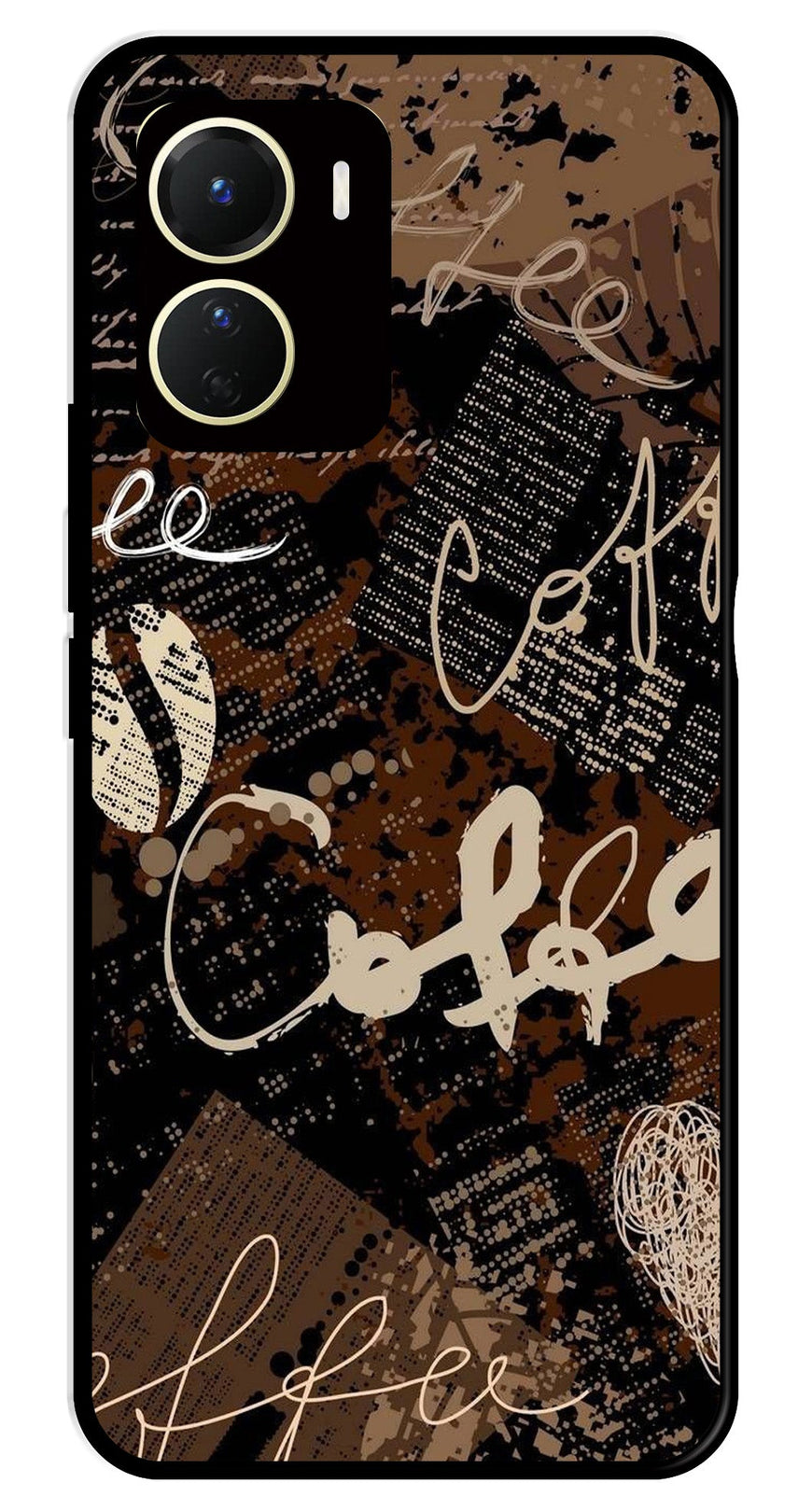 Coffee Pattern Metal Mobile Case for Vivo Y56   (Design No -37)