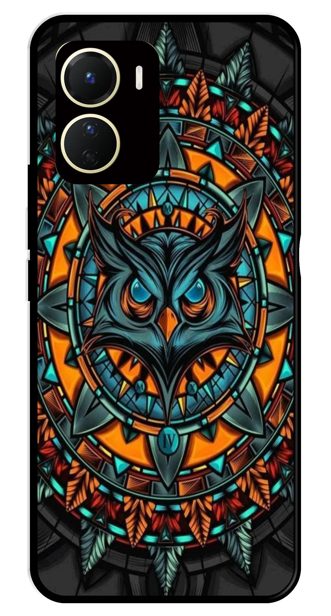 Owl Pattern Metal Mobile Case for Vivo Y16   (Design No -42)
