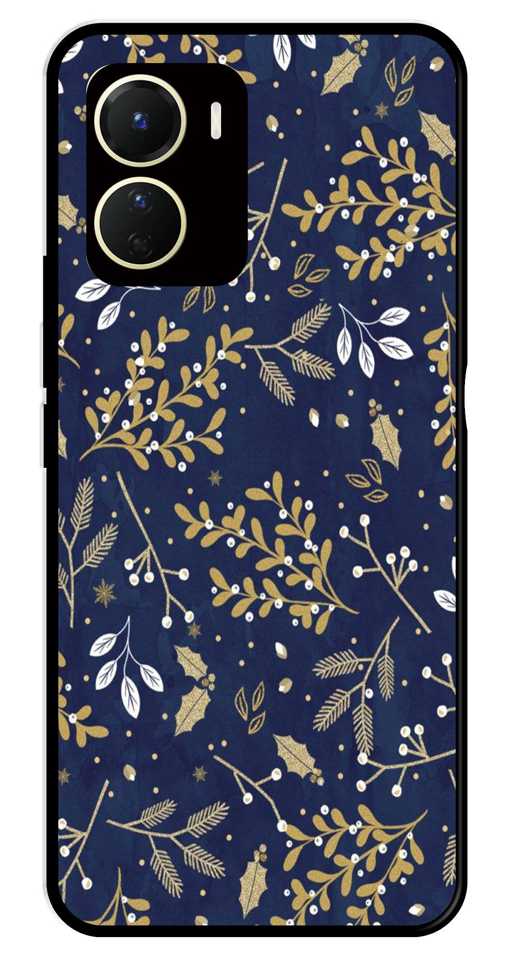Floral Pattern  Metal Mobile Case for Vivo Y16   (Design No -52)