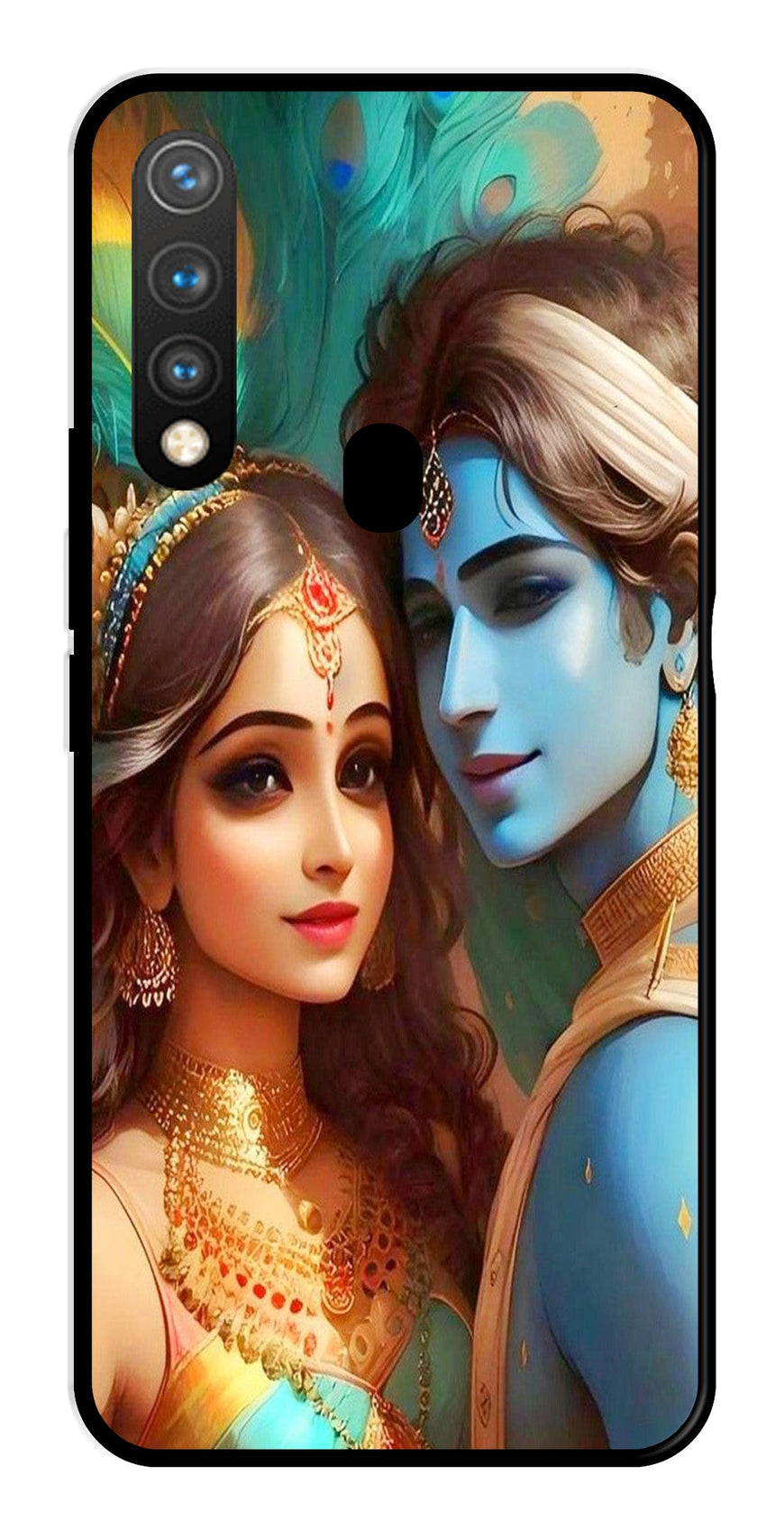 Lord Radha Krishna Metal Mobile Case for Vivo Y19   (Design No -01)