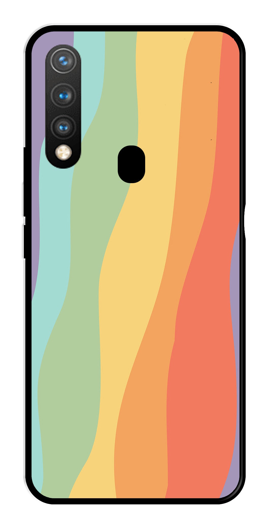 Muted Rainbow Metal Mobile Case for Vivo Y19   (Design No -02)