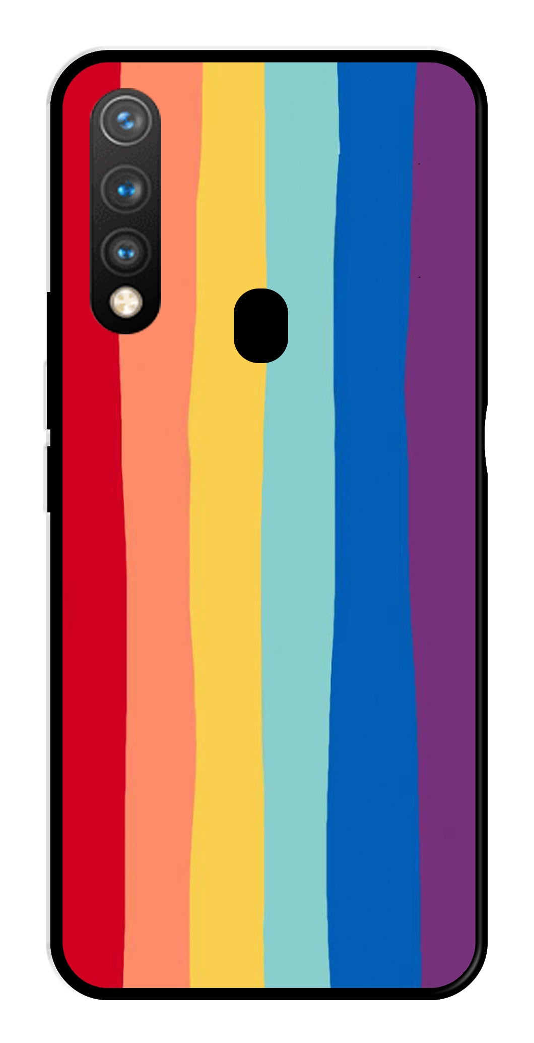 Rainbow MultiColor Metal Mobile Case for Vivo Y19   (Design No -03)
