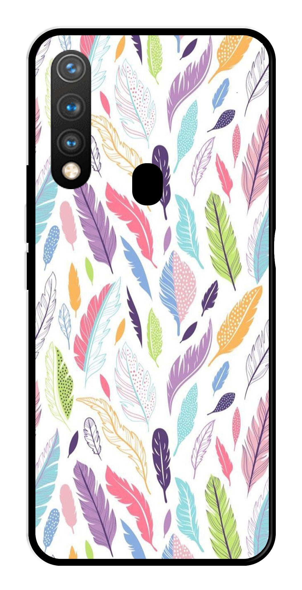 Colorful Feathers Metal Mobile Case for Vivo Y19   (Design No -06)