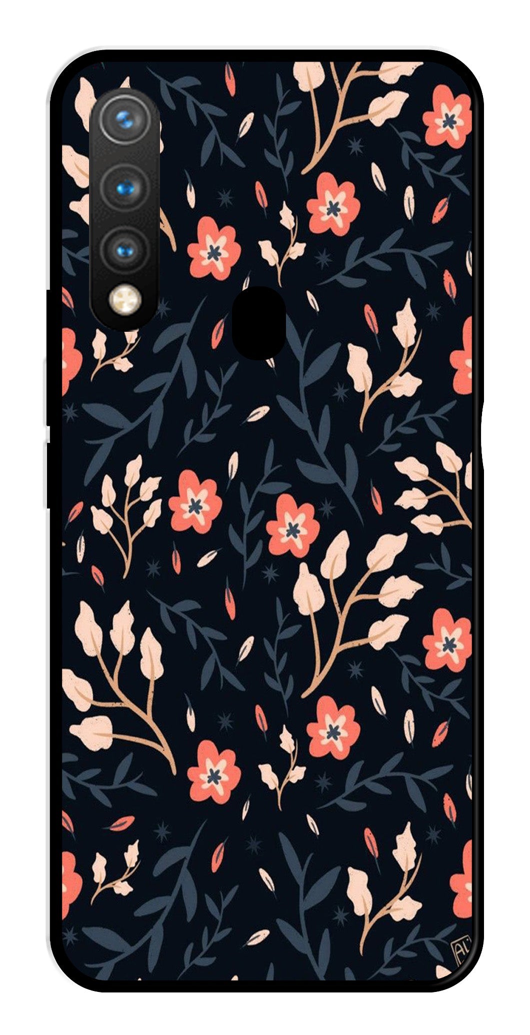 Floral Pattern Metal Mobile Case for Vivo Y19   (Design No -10)