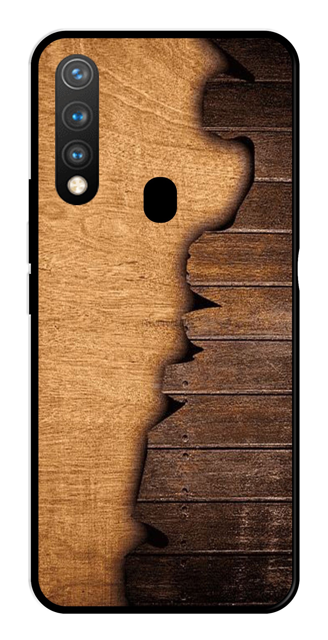 Wooden Design Metal Mobile Case for Vivo Y19   (Design No -13)
