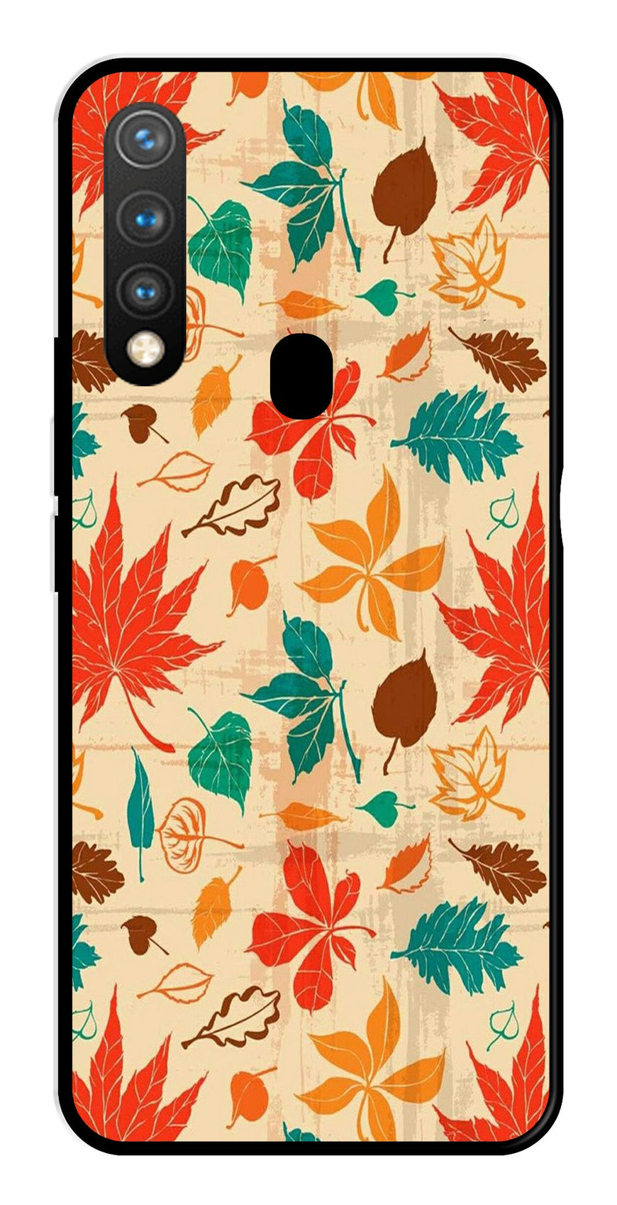 Leafs Design Metal Mobile Case for Vivo Y19   (Design No -14)