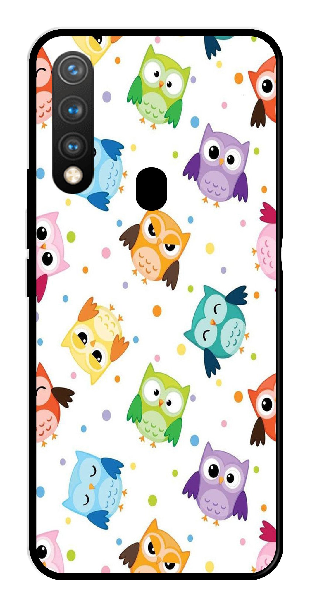Owls Pattern Metal Mobile Case for Vivo Y19   (Design No -20)