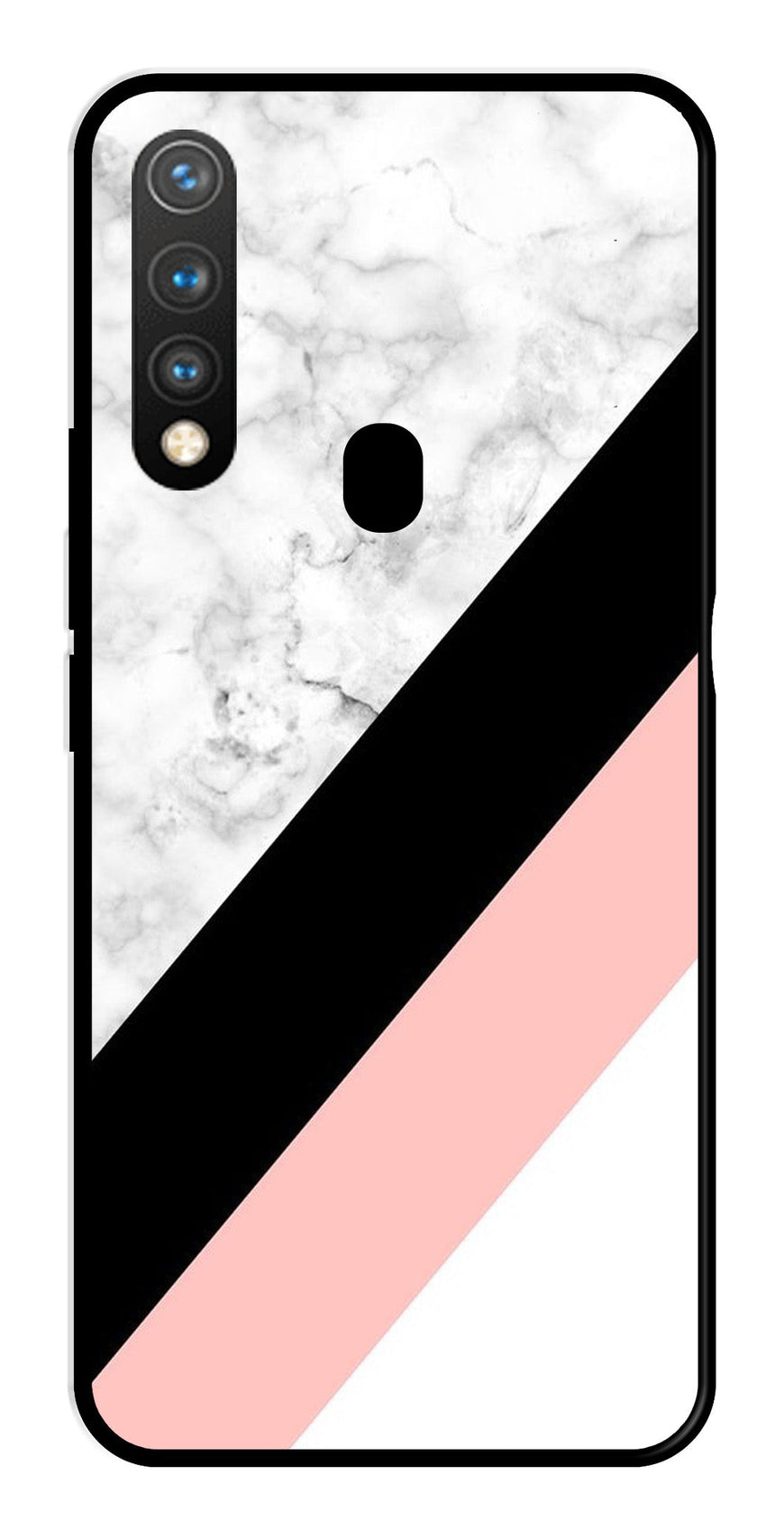 Marble Design Metal Mobile Case for Vivo Y19   (Design No -24)