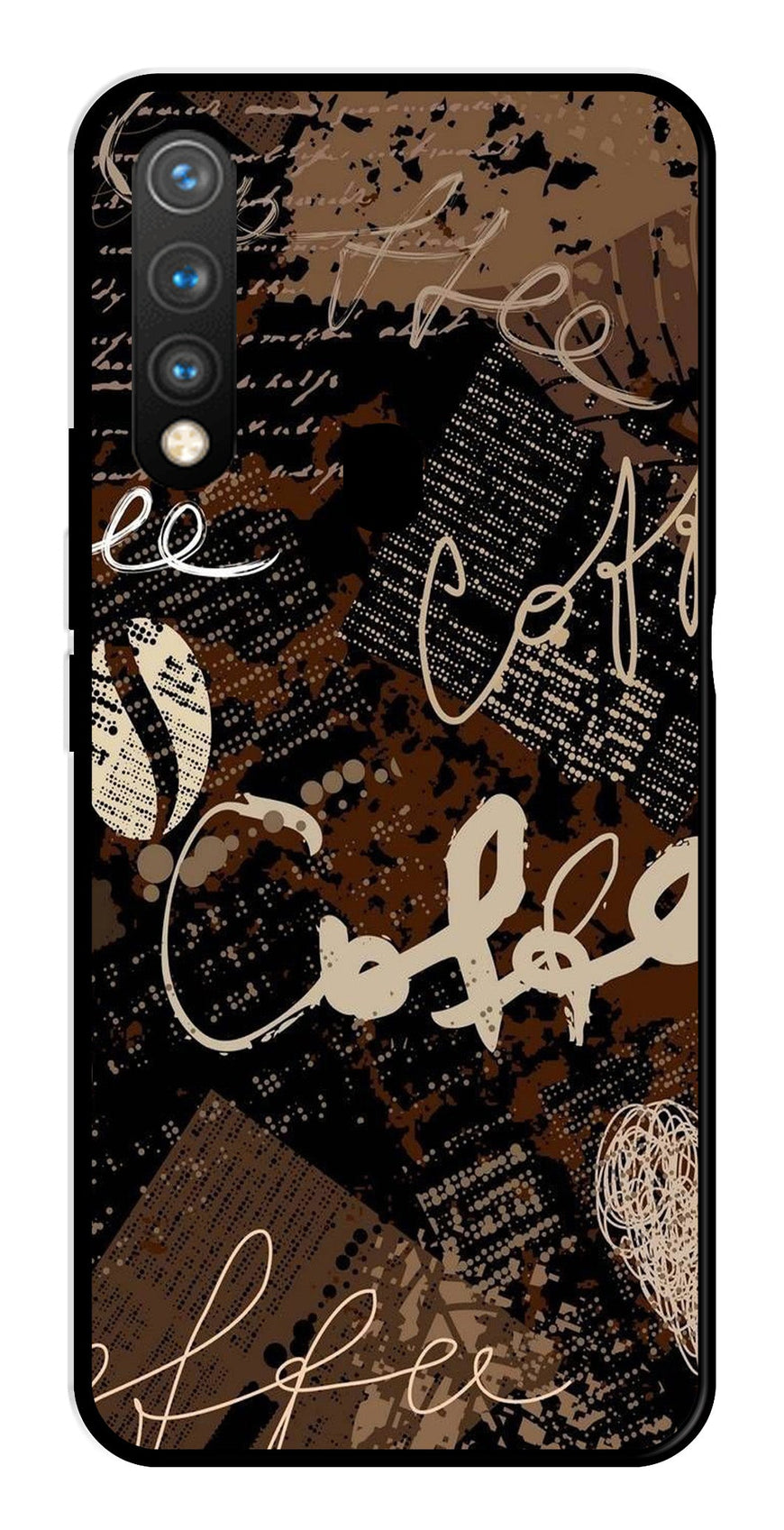 Coffee Pattern Metal Mobile Case for Vivo Y19   (Design No -37)
