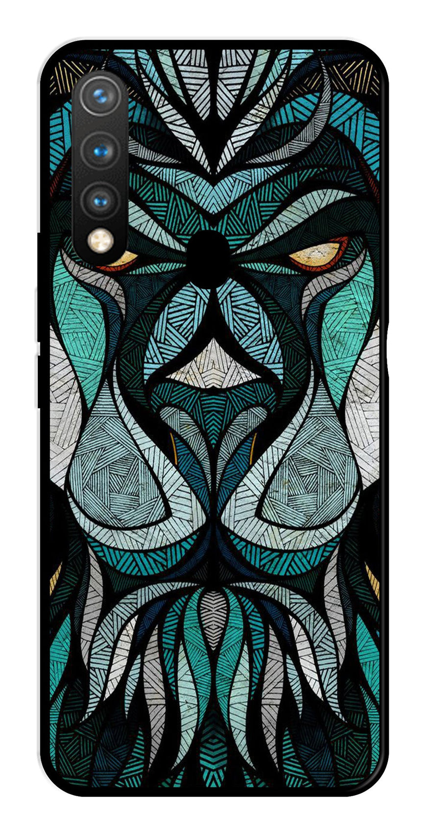 Lion Pattern Metal Mobile Case for Vivo Y19   (Design No -40)