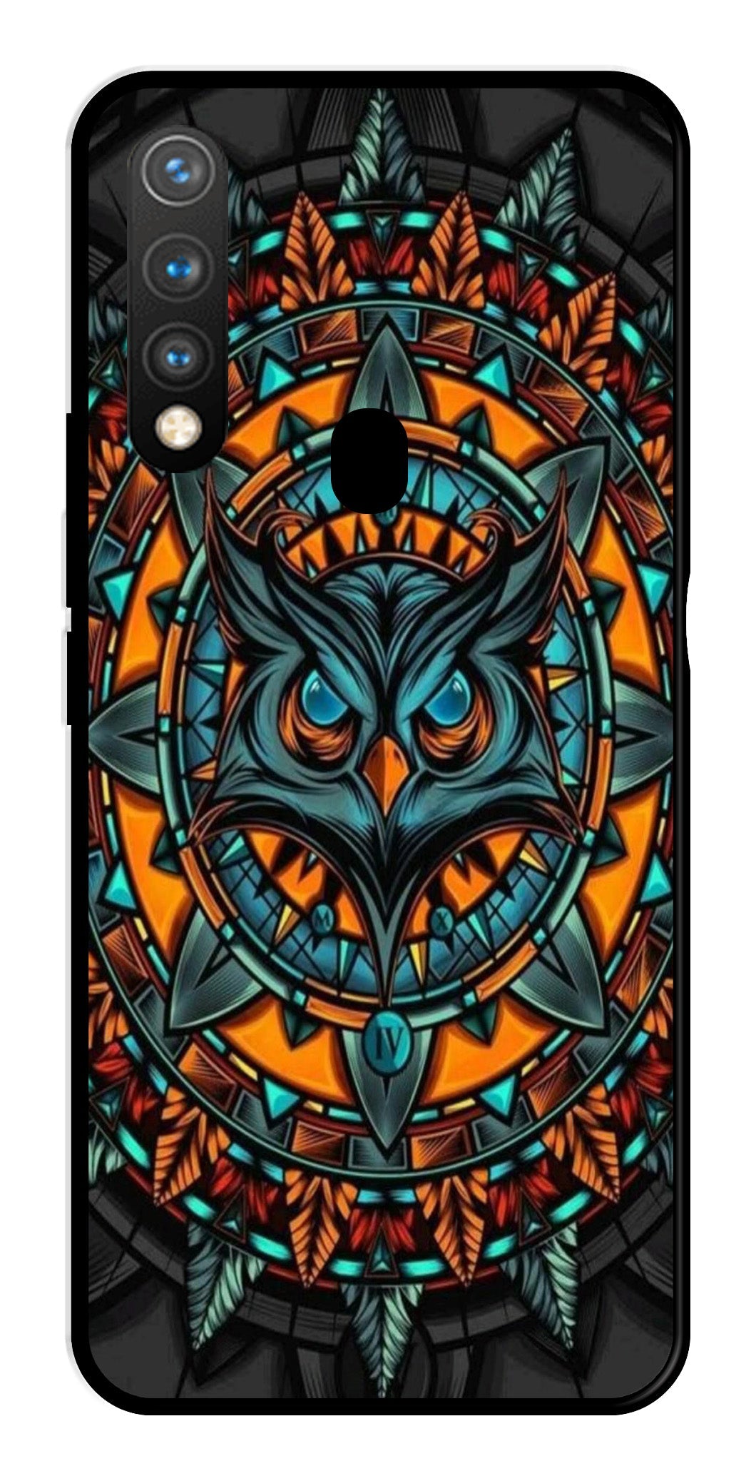 Owl Pattern Metal Mobile Case for Vivo Y19   (Design No -42)