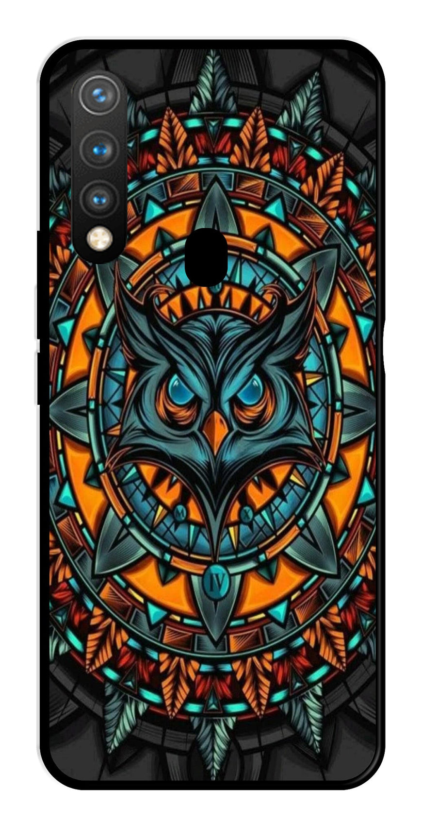 Owl Pattern Metal Mobile Case for Vivo Y19   (Design No -42)