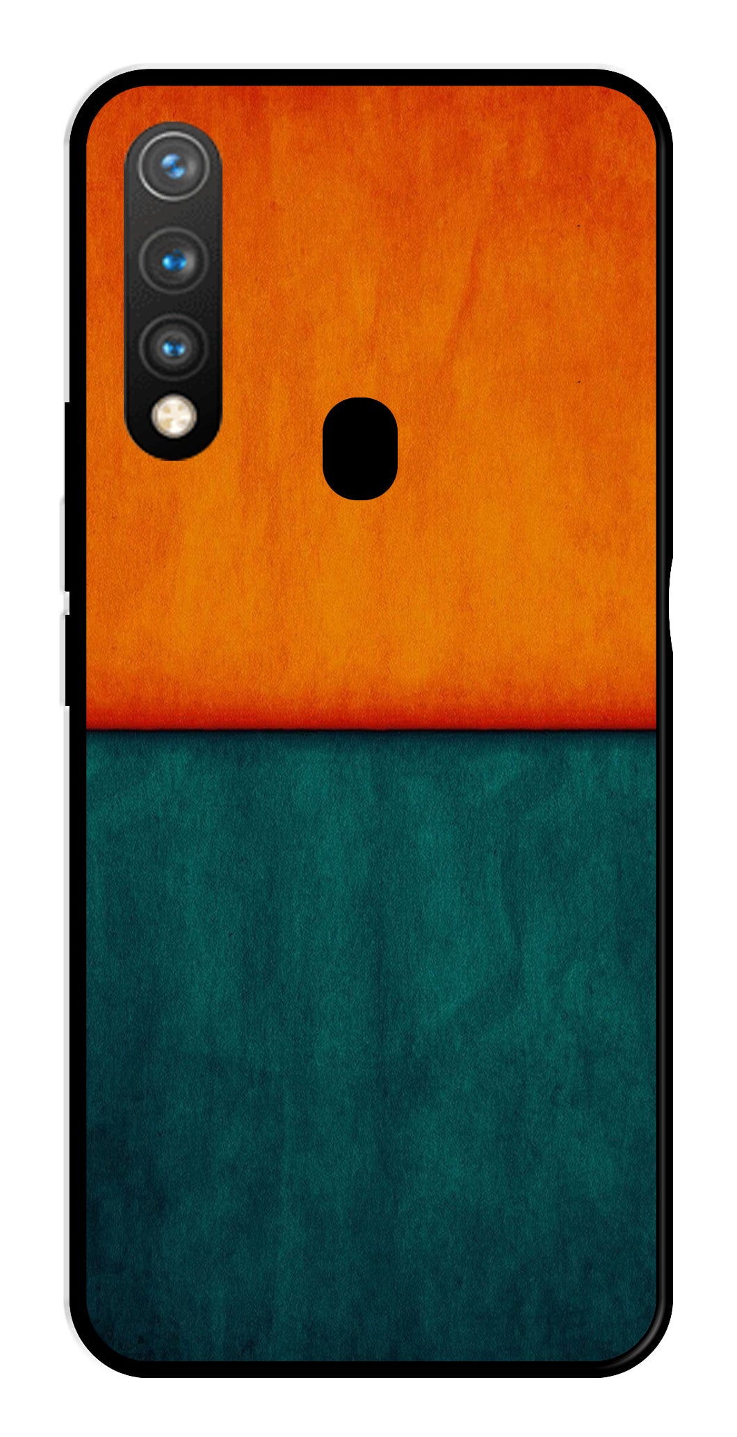 Orange Green Pattern Metal Mobile Case for Vivo Y19   (Design No -45)