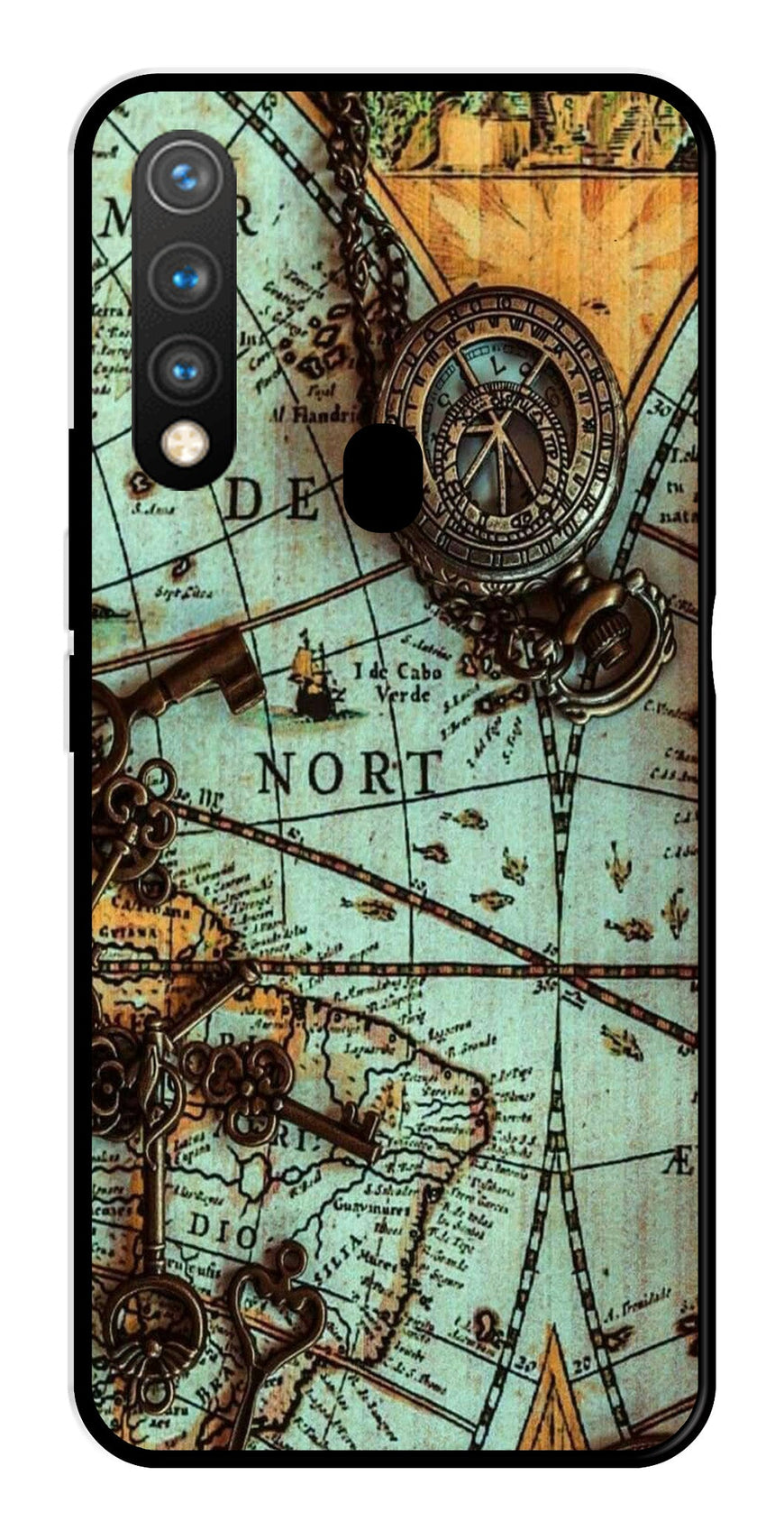 Map Design Metal Mobile Case for Vivo Y19   (Design No -54)