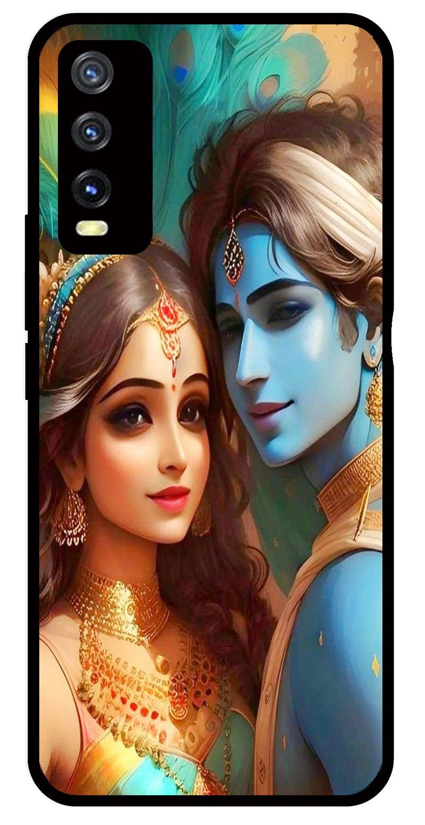 Lord Radha Krishna Metal Mobile Case for Vivo Y20   (Design No -01)