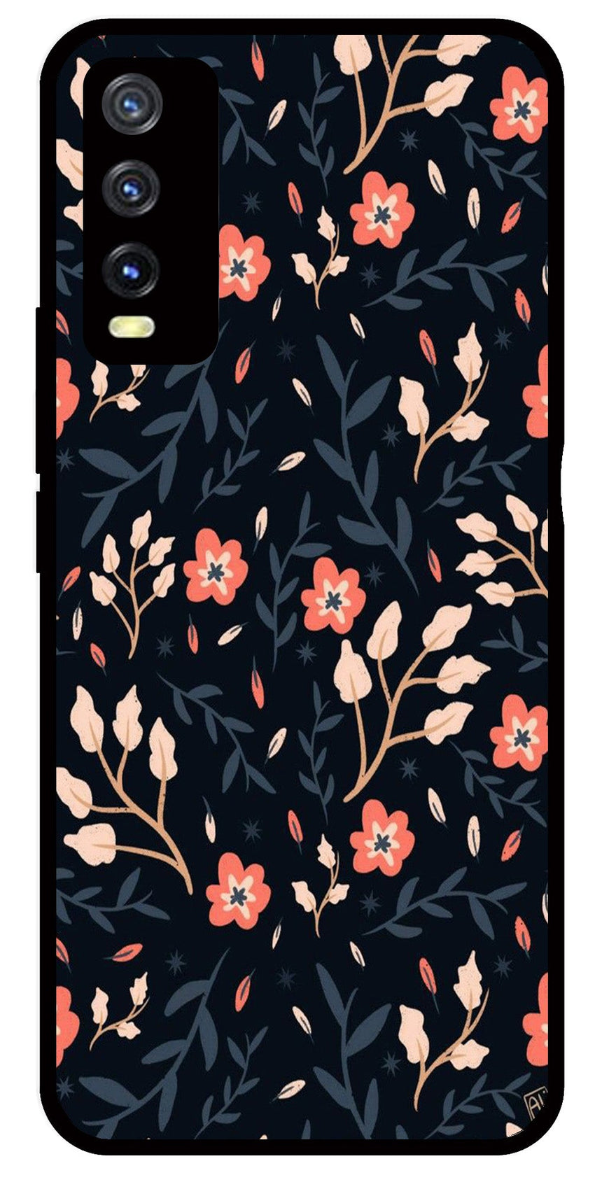 Floral Pattern Metal Mobile Case for Vivo Y20   (Design No -10)