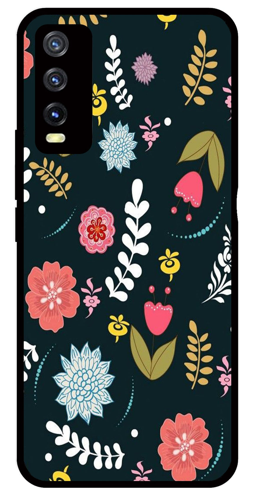 Floral Pattern2 Metal Mobile Case for Vivo Y20   (Design No -12)