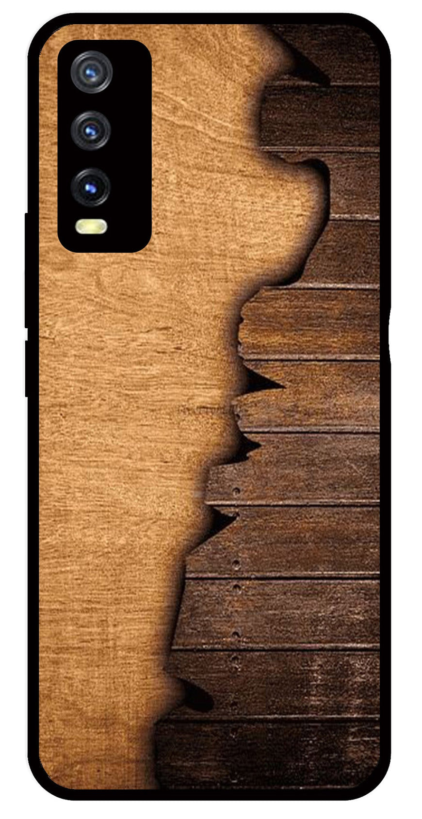 Wooden Design Metal Mobile Case for Vivo Y20   (Design No -13)
