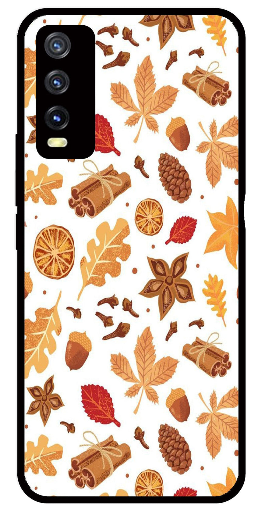 Autumn Leaf Metal Mobile Case for Vivo Y20   (Design No -19)