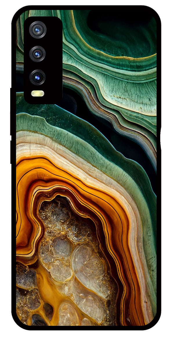Marble Design Metal Mobile Case for Vivo Y20   (Design No -28)
