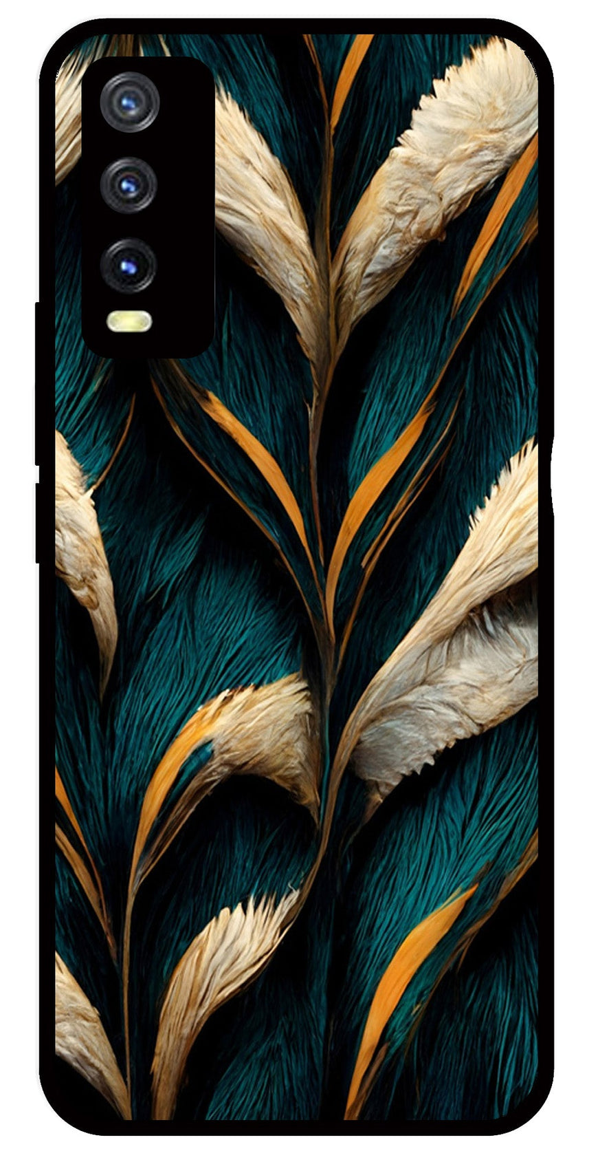 Feathers Metal Mobile Case for Vivo Y20   (Design No -30)